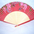 Chinese Paper Hand Fan ~ Red with 2 Birds