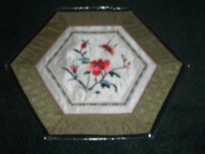 HEXAGON Tapestry with Butterfly & Flowers   *** FREE SHIPPING ***
