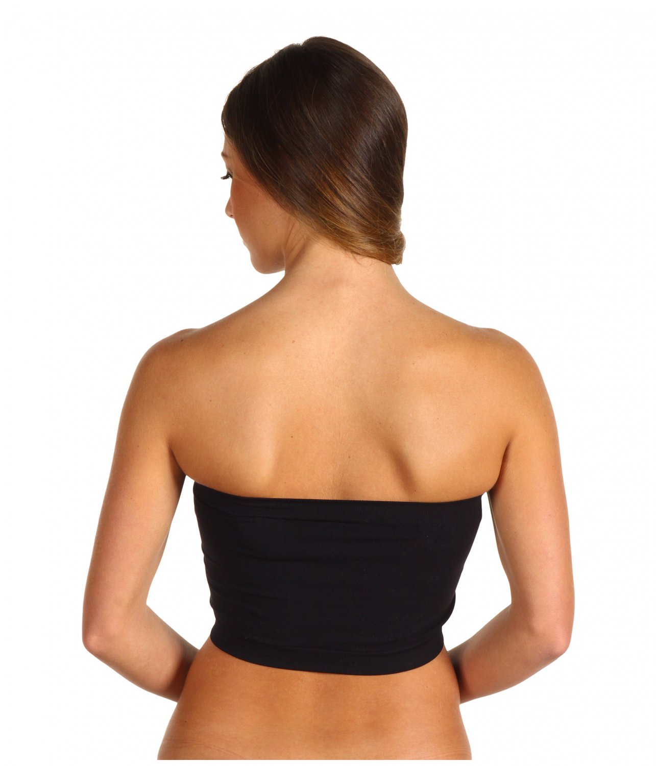 Women's Black Strapless Sports Bra Bandeau Tube Top new
