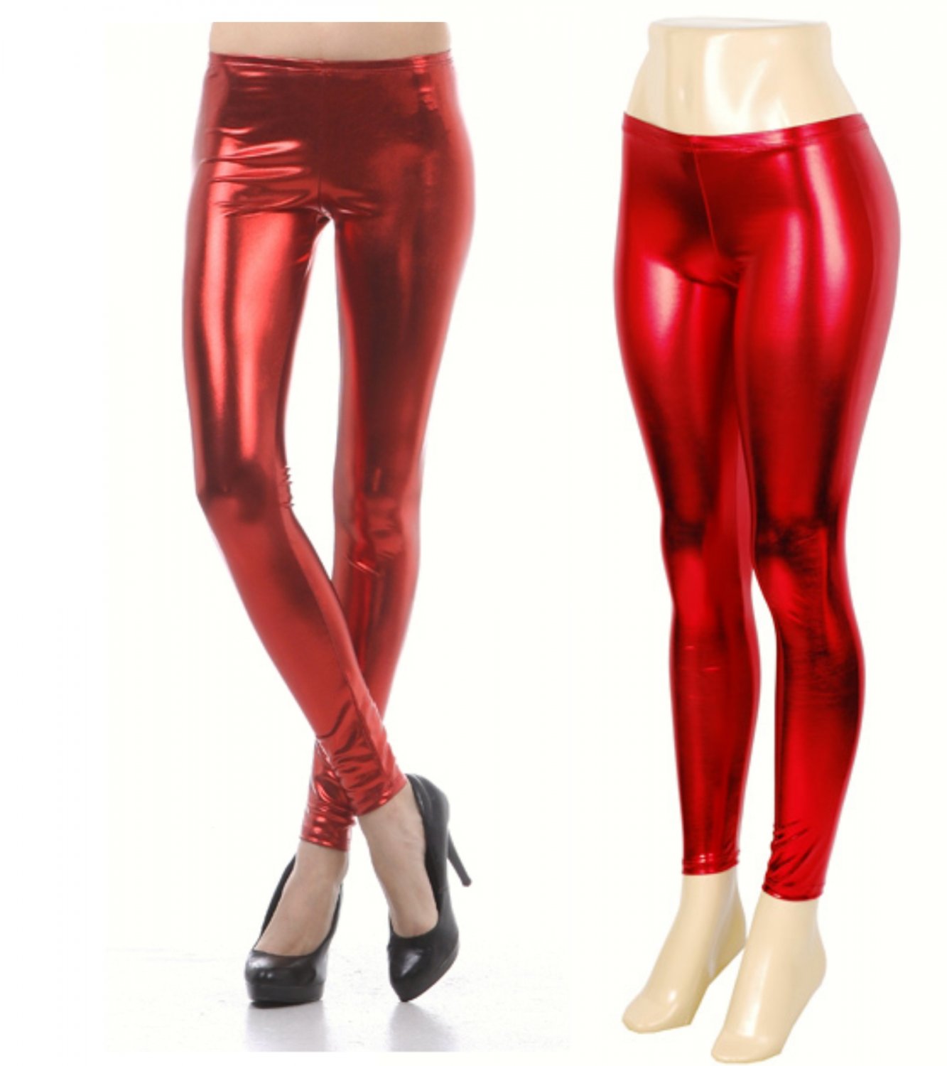 Red Medium Shiny New Liquid Leggings Stretch Wet Vinyl Glossy Spandex