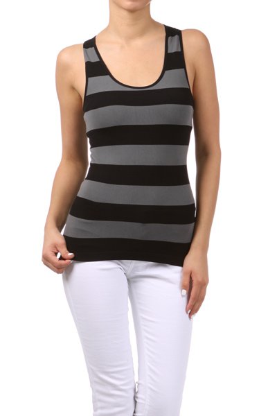 Women's Striped Black Tank Top New One Size