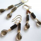 Smoky quartz drops earrings - set of three pairs