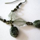Rutilated and gray quartz earrings