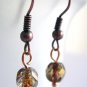 Picasso Czech Glass Copper Earrings