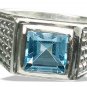 MTristaN Mens Art Deco Blue Topaz and Pure Sterling Silver Ring