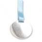 M. Tristan blue ribbon pacifier holder with oval tag