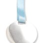 M. Tristan blue ribbon pacifier holder with oval tag