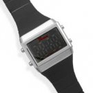 Fashion Watch with Black Rubber Band and LED Face