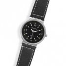 Black Leather with White Stitch Fashion Watch