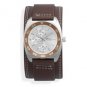 6.5"-8.5" Brown Leather Band with Round Face Men's Fashion Watch