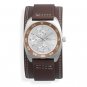 6.5"-8.5" Brown Leather Band with Round Face Men's Fashion Watch