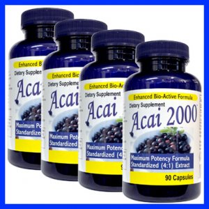 4 Bottles- Max Potency ACAI 2000 - 2,000mg Pure Acia