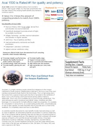 3 Bottles MAXIMUM POTENCY ACAI 1500 mg acia per pill