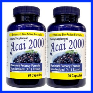 2 Bottles- Max Potency ACAI 2000 - **2,000mg Pure Acia