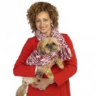 (sz SM)Pink/Wht - Matching Dog Sweater and Owner Scarf Set