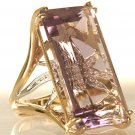 Retro Estate Amethyst Diamond 14K Gold Cocktail Ring