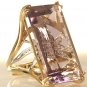 Retro Estate Amethyst Diamond 14K Gold Cocktail Ring