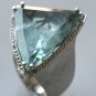 Retro Estate 25.50ct Aquamarine Diamond 14K White Gold Cocktail Ring