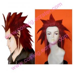 Kingdom Hearts II Organization XIII Axel Cosplay dark red wig