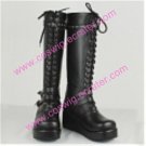 Black leather cosplay Lolita Shoes (Donna)