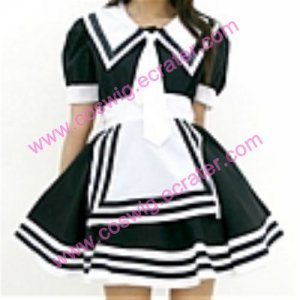 Lovely Black and white stripes Maid Costume (140)