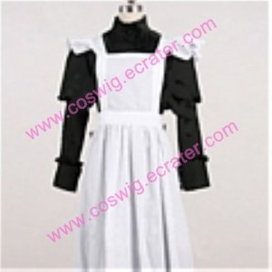 Long black and white apron cosplay Maid Costume (161)