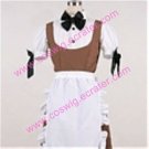 Long brown and white apron Maid Costume (163)