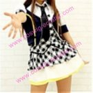 White and black School Uniform Cosplay girl Costume