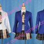 Blue and check skirt School Uniform Cosplay girl Costume