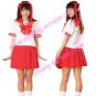 Short Sleeves Akiha Red School Uniform Cosplay Costume