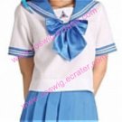 Short Sleeves Akiha blue School Uniform Cosplay Costume