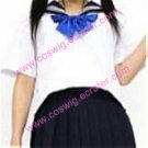 Blue short Sleeves Ethel School Uniform Cosplay Costume
