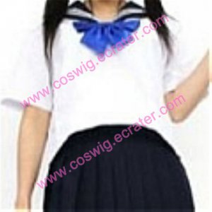 Blue short Sleeves Ethel School Uniform Cosplay Costume