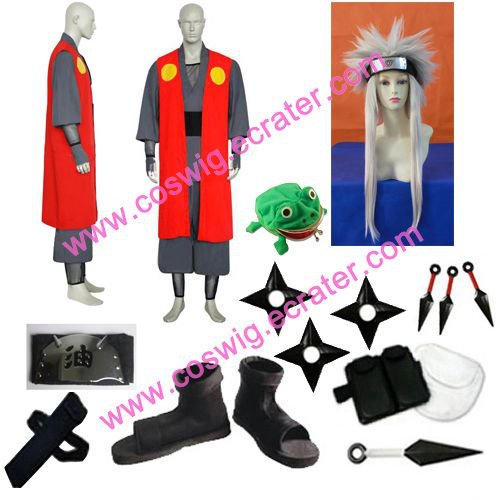 Naruto Jiraiya Halloween Cosplay Costume 2 with wig set