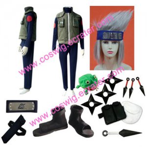 Naruto Kakashi Sensei Halloween Cosplay Costume with wig set