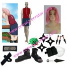 Naruto Shippuden Sakura Haruno Casual Halloween Cosplay Costume  with wig set