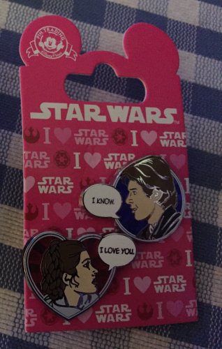 SOLD OUT LE Disneyland Valentine's Day STAR WARS Han Solo Princess Leia Pin Set!