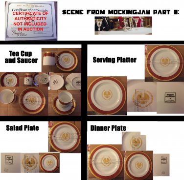President Snow teacup, saucer, salad, dinner & serving plates - onscreen props from Mockingjay Pt. 2