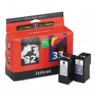 New Genuine Lexmark 32/33 Black + Color Ink Cartridges