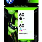 NEW GENUINE HP 60 Combo Pack (Black & Color)