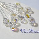 10 Swarovski 8mm Round Crystal Stem for Wedding Bouquet Flower or Cake Topper Decoration