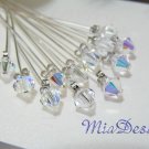 24 Swarovski 6mm ClearAB Crystal Stem for Wedding Bouquet Flower Centerpieces Cake Topper Decoration