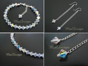 Swarovski Crystal Sterling Silver Bracelet and Earrings Wedding Bridal Set for Bride or Bridesmaid