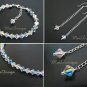 Swarovski Crystal Sterling Silver Bracelet and Earrings Wedding Bridal Set for Bride or Bridesmaid