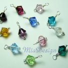 12 pcs of 6mm Swarovski Crystal Birthstone Pendant or Charm with Sterling Silver Jump Ring