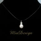 Swarovski Crystal and Pearl Simple Floating Illusion Wedding Bridal / Bridesmaid Necklace Choker