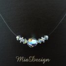 Swarovski Crystal Floating Illusion Wedding Bridal or Bridesmaid Sterling Silver Necklace