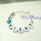 5 Personalized Name Swarovski Crystal Wine Glass Charms for Wedding or Party Favors