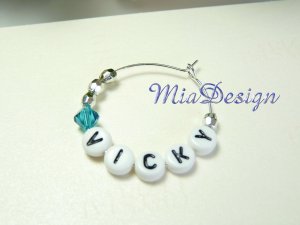 5 Personalized Name Swarovski Crystal Wine Glass Charms for Wedding or Party Favors