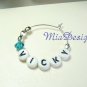 5 Personalized Name Swarovski Crystal Wine Glass Charms for Wedding or Party Favors